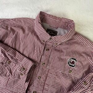 South Carolina Gamecocks Shirt Mens XL Red White NCAA Football Gingham Check